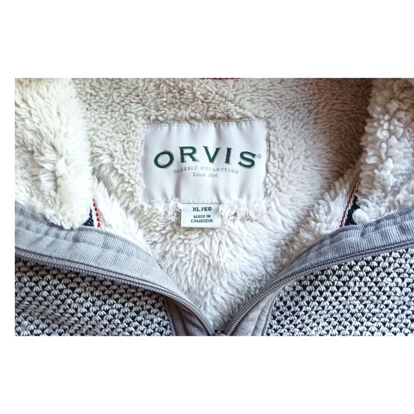Orvis Men’s Quarter Zip Gray Brighton Sherpa Lined Pullover Sweater Sz XL Jacket - Picture 6 of 8